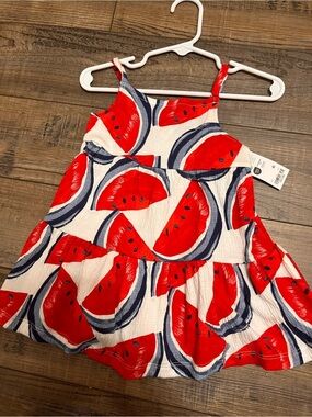child of mine Red Watermelon Print Tiered Tank Dress